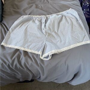 Skims blue and white stripe shorts